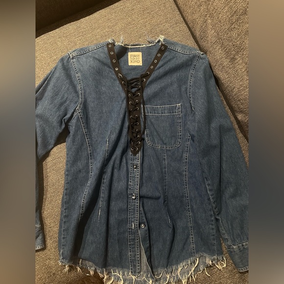 Furst of a Kind (LF Brand) Vintage Jean shirt with Black Strings - Picture 1 of 2